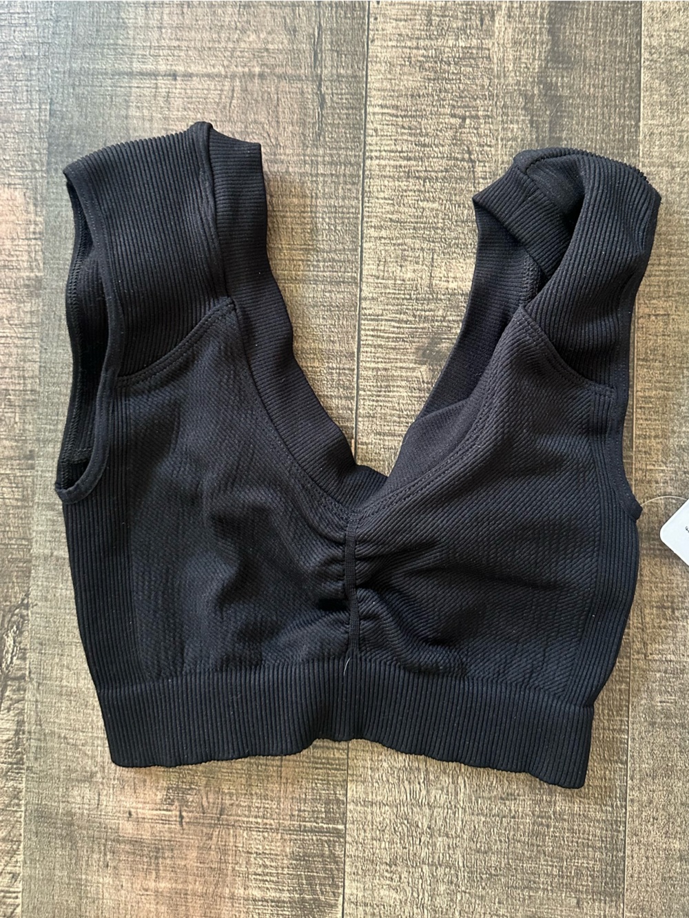 Free People Black Ribbed Sports Bralette